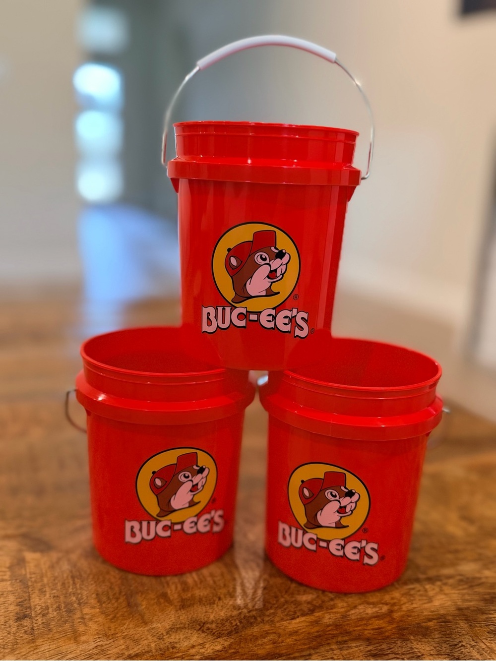 Buc-ee's Red Logo Bucket - Set of 3